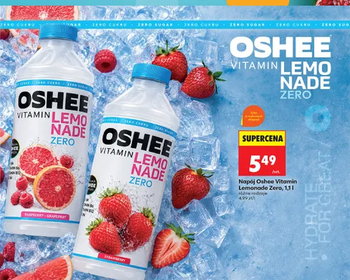 Napój Oshee Vitamin Lemonade Zero Raspberry-Grapefruit promocja w Biedronka