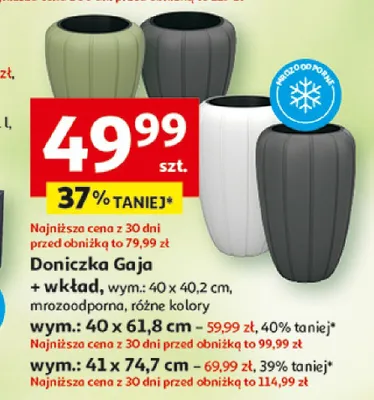 Doniczka Gaja z wkładem mrozoodporna 40x40,2cm promocja w Auchan