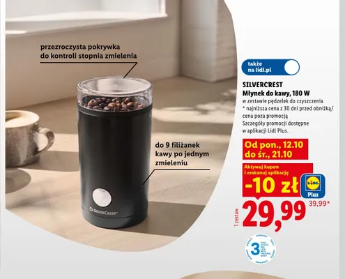 Młynek do kawy Silvercrest 180W promocja w Lidl