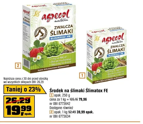 Środek na ślimaki Ślimatox FE AGRECOL 250g promocja w OBI