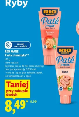 Pasta rybna Rio Mare Paté Różowy łosoś promocja w Lidl