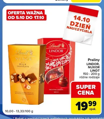 Praliny Nuxor Lindt promocja w Carrefour Express
