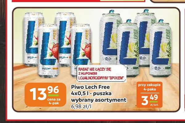 Piwo bezalkoholowe Lech 4-pak promocja w Społem Częstochowa
