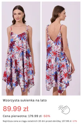 Sukienka wzorzysta na lato promocja w Monnari
