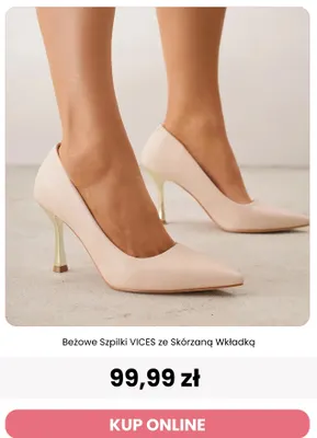 Beżowe szpilki Vices ze skórzaną wkładką promocja w Renee