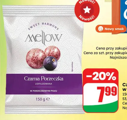Czarna porzeczka liofilizowana Mellow promocja w Dino