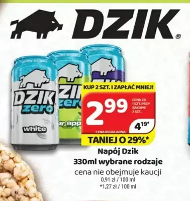 Napój Dzik zero white promocja w Delfin