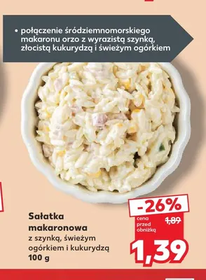 Sałatka makaronowa z szynką, świeżym ogórkiem i kukurydzą promocja w Kaufland