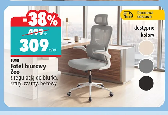 Fotel biurowy Jumi Zeo czarny promocja w Biedronka