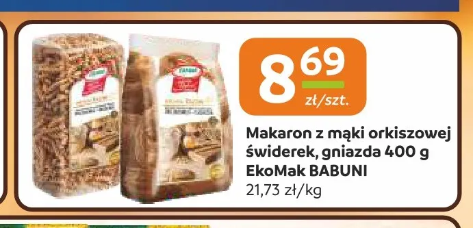 Makaron z mąki orkiszowej gniazda EkoMak Babuni promocja w Społem Częstochowa