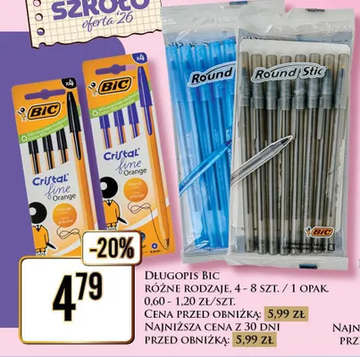 Długopisy BIC Round Stic 8-pak promocja w Dino