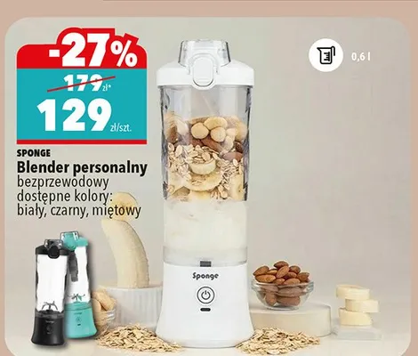 Blender personalny bezprzewodowy Sponge biały 0,6l promocja w Biedronka