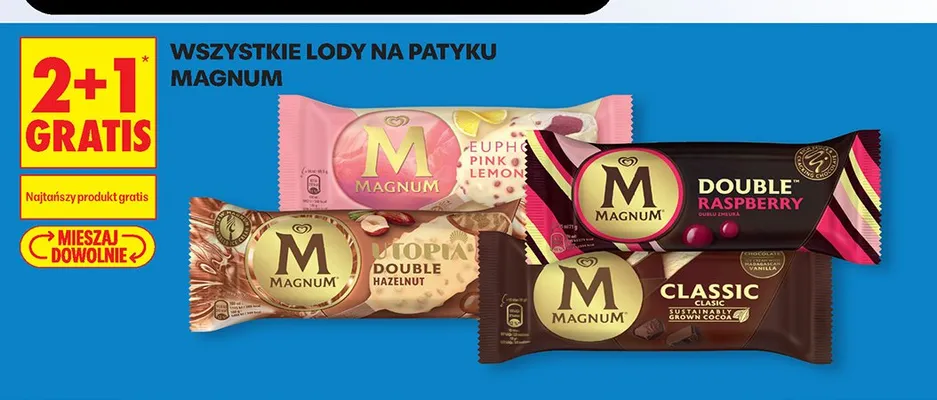 Lody na patyku MAGNUM Euphoria Pink Lemonade promocja w Biedronka