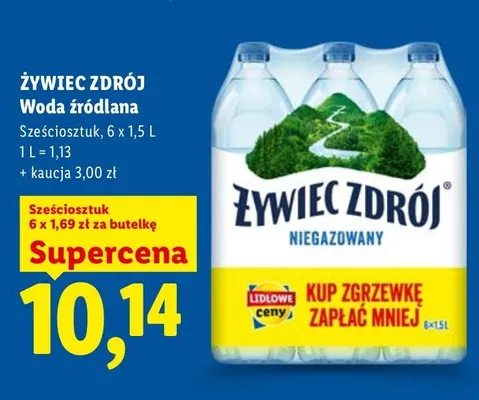 Woda źródlana Żywiec Zdrój niegazowana promocja w Lidl