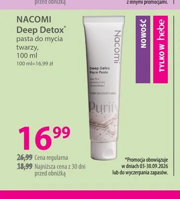 Pasta do mycia twarzy Deep Detox Nacomi promocja w Hebe