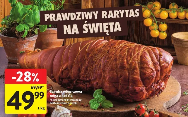 Szynka wieprzowa noga z kością promocja w Intermarche