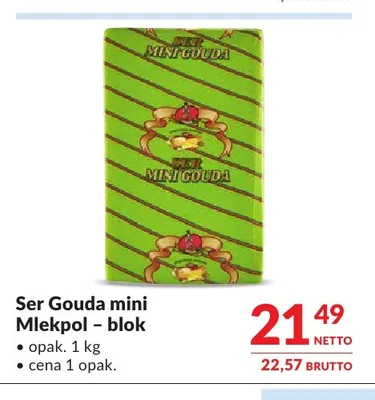 Ser gouda mini Mlekpol blok promocja w Makro