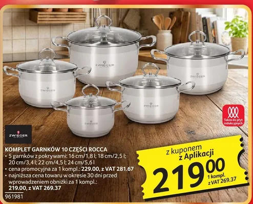 Komplet garnków 10 części ROCCA promocja w Selgros