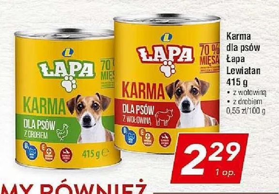 Karma dla psów Łapa Lewiatan z drobiem promocja w LEWIATAN