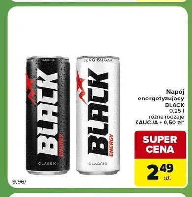 Napój energetyzujący Black Zero Sugar promocja w Carrefour Express