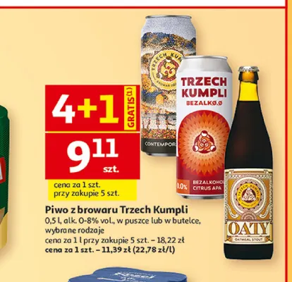 Piwo Trzech Kumpli Oaty Oatmeal Stout promocja w Auchan