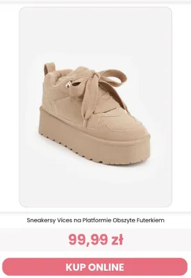 Sneakersy Vices na platformie obszyte futerkiem promocja w Renee