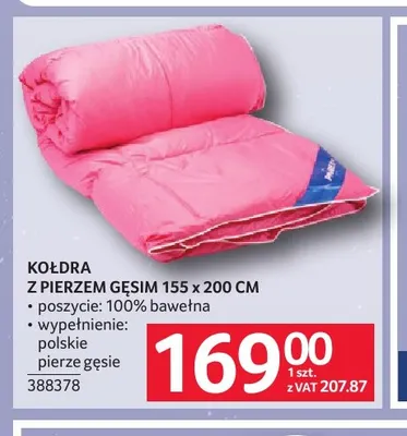 Kołdra z pierzem gęsim 155x200 cm promocja w Selgros