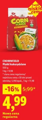 Płatki kukurydziane CROWNFIELD promocja w Lidl