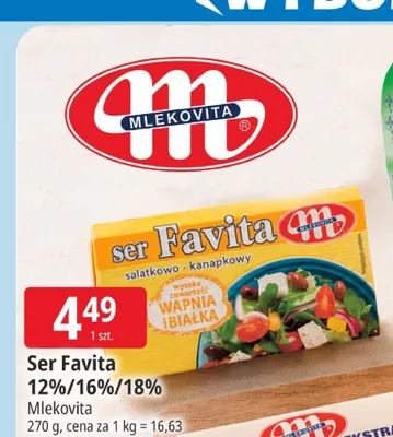 Ser Favita 16% Mlekovita promocja w Leclerc