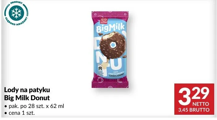Lody na patyku Big Milk Donut promocja w Makro