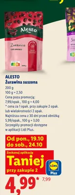 Żurawina suszona całe owoce Alesto promocja w Lidl