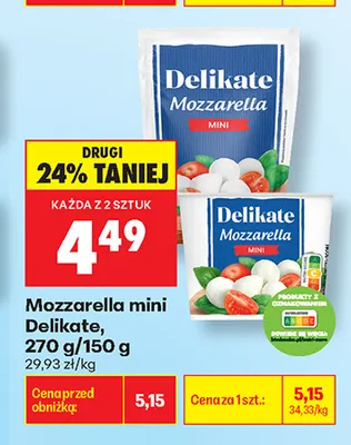 Ser mozzarella mini Delikate promocja w Biedronka