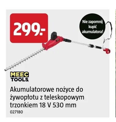 Akumulatorowe nożyce do żywopłotu z teleskopowym trzonkiem Meec Tools promocja w Jula