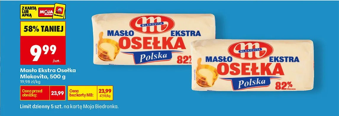 Masło Ekstra Osełka Polska 82% promocja w Biedronka