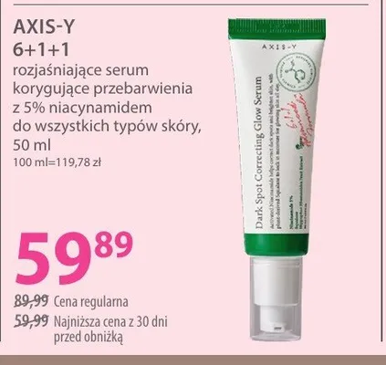 Rozjaśniające serum korygujące przebarwienia z 5% niacynamidem do wszystkich typów skóry AXIS-Y 6+1+1 promocja w Hebe