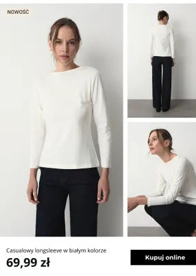 Casualowy longsleeve w białym kolorze Greenpoint promocja w Greenpoint