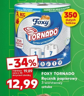 Ręcznik papierowy Foxy Tornado 3-warstwowy promocja w Kaufland