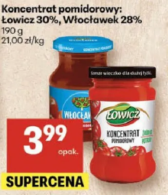 Koncentrat pomidorowy Łowicz 20%, Włocławek 28% promocja w Delikatesy Centrum