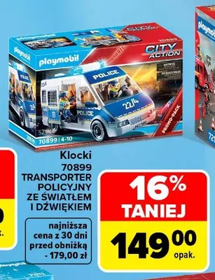 Klocki 70899 transporter policyjny ze światłem i dźwiękiem Playmobil promocja w Carrefour