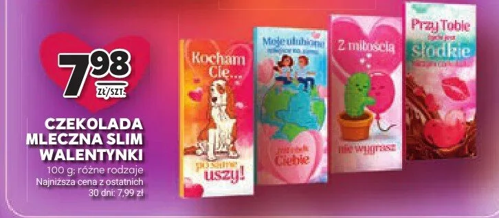 Czekolada mleczna Slim Walentynki promocja w Stokrotka
