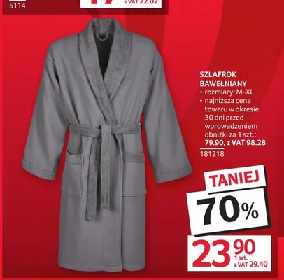 Szlafrok bawełniany promocja w Selgros