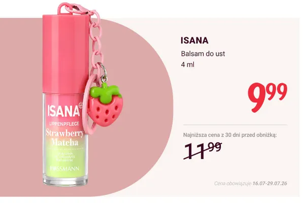 Balsam do ust Isana Strawberry Matcha promocja w Rossmann