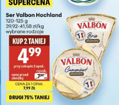Ser Valbon Camembert promocja w Delikatesy Centrum