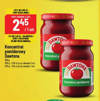 Koncentrat pomidorowy Dawtona promocja w POLOmarket