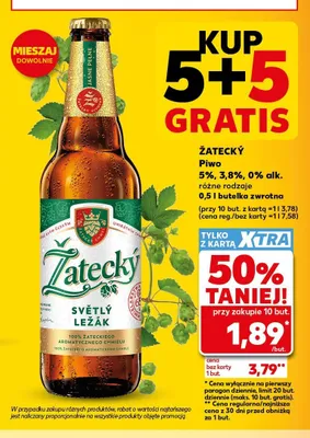 Piwo Žatecký Světlý Ležák 5% promocja w Kaufland