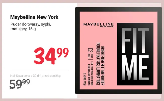 Puder do twarzy sypki matujący Maybelline New York promocja w Rossmann