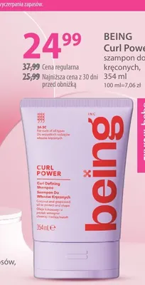 Szampon do włosów kręconych Curl Power Being promocja w Hebe