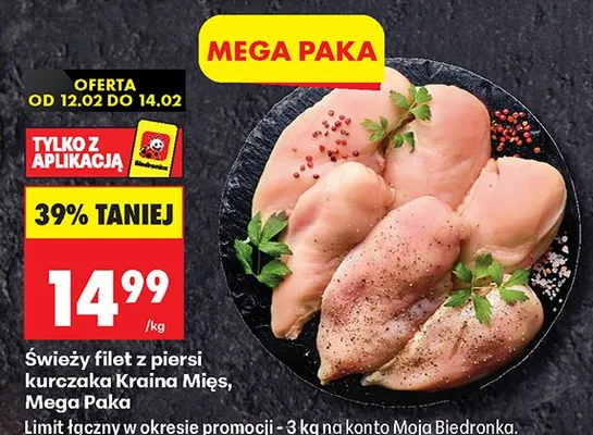 Świeży filet z piersi kurczaka, mega paka promocja w Biedronka