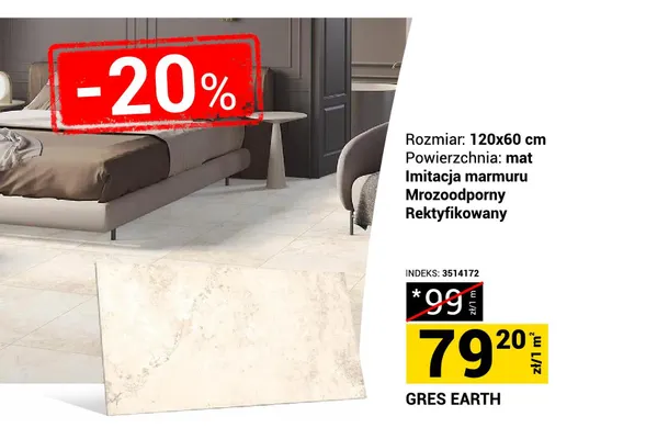 Gres Earth 120x60 cm promocja w Merkury Market