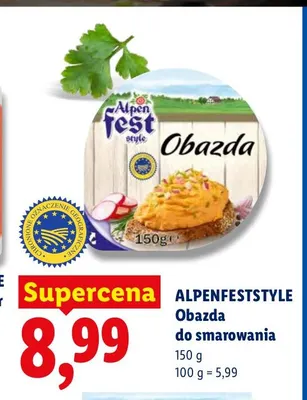 Obazda do smarowania Alpenfest Style promocja w Lidl